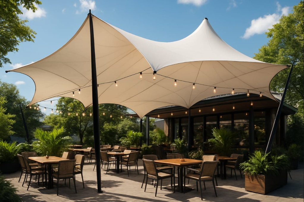 Desain Kanopi Membran Minimalis yang Sedang Tren di Cafe-Cafe Bandung