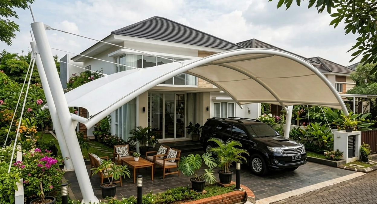 Kanopi Membran Lengkung: Transformasi Estetika dan Fungsionalitas Halaman Rumah Anda (Edisi 2026)