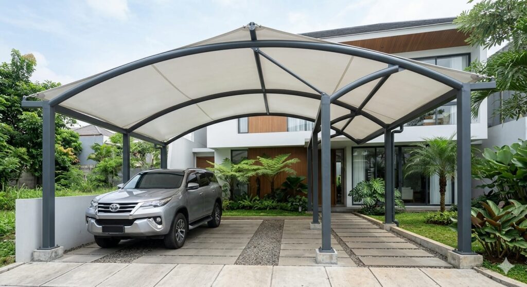 Desain Kanopi Membran Minimalis