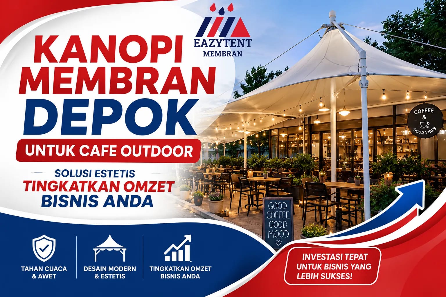 Kanopi Membran Depok untuk Cafe Outdoor: Solusi Estetis Tingkatkan Omzet Bisnis Anda